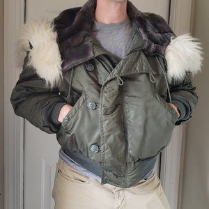 Vintage 1980s Air Force Flight Jacket Green N-2B